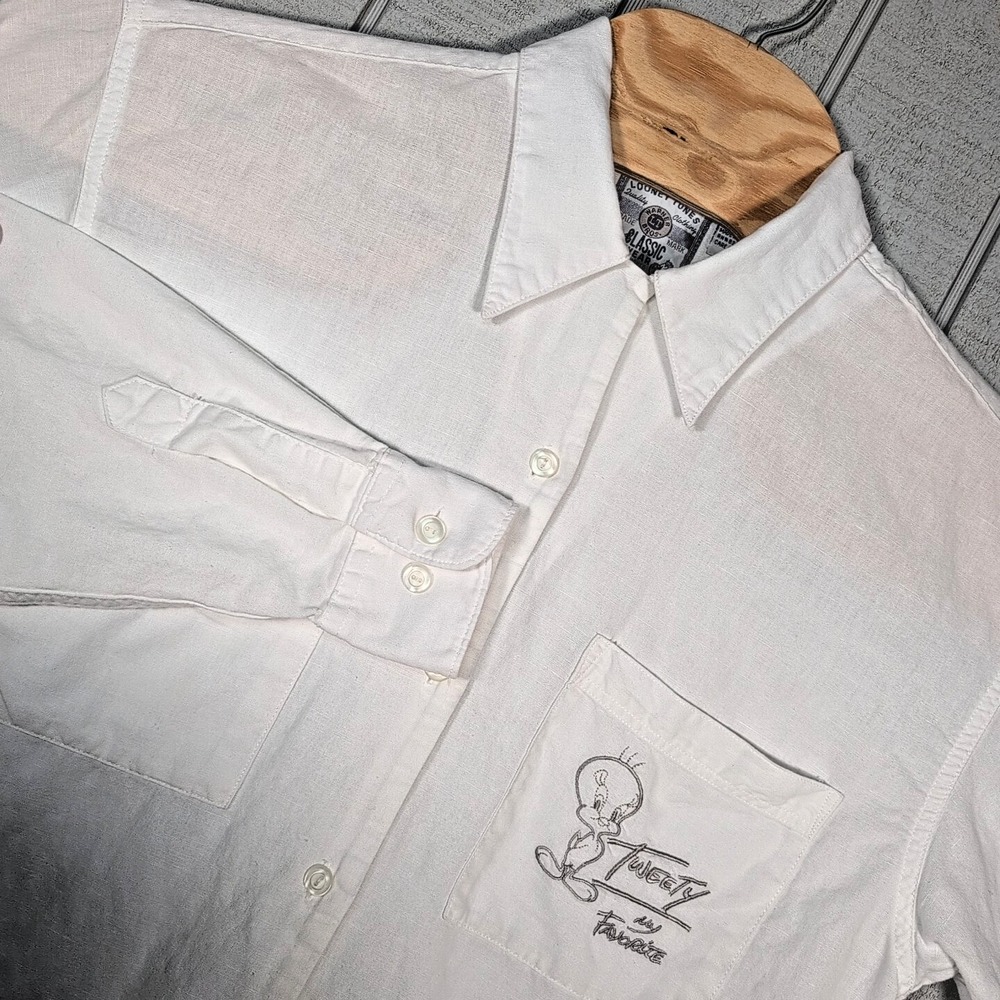90s Looney Toons ACME Mens Small‎ Button Down L/S Shirt Tweety  RN#82871 Vtg Y2K